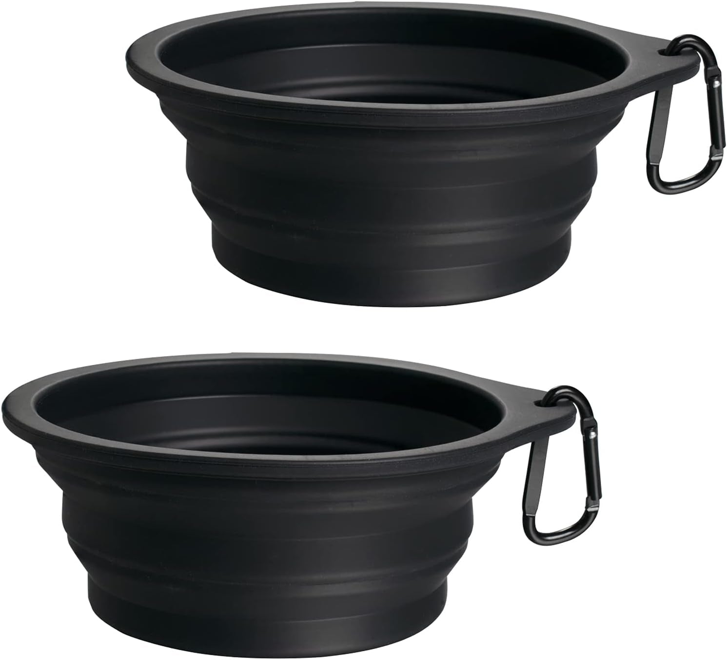 GoBowl – 2-Pack Collapsible Dog Bowls | BPA-Free, Portable & Dishwasher Safe with Carabiners for Travel, Food & Water