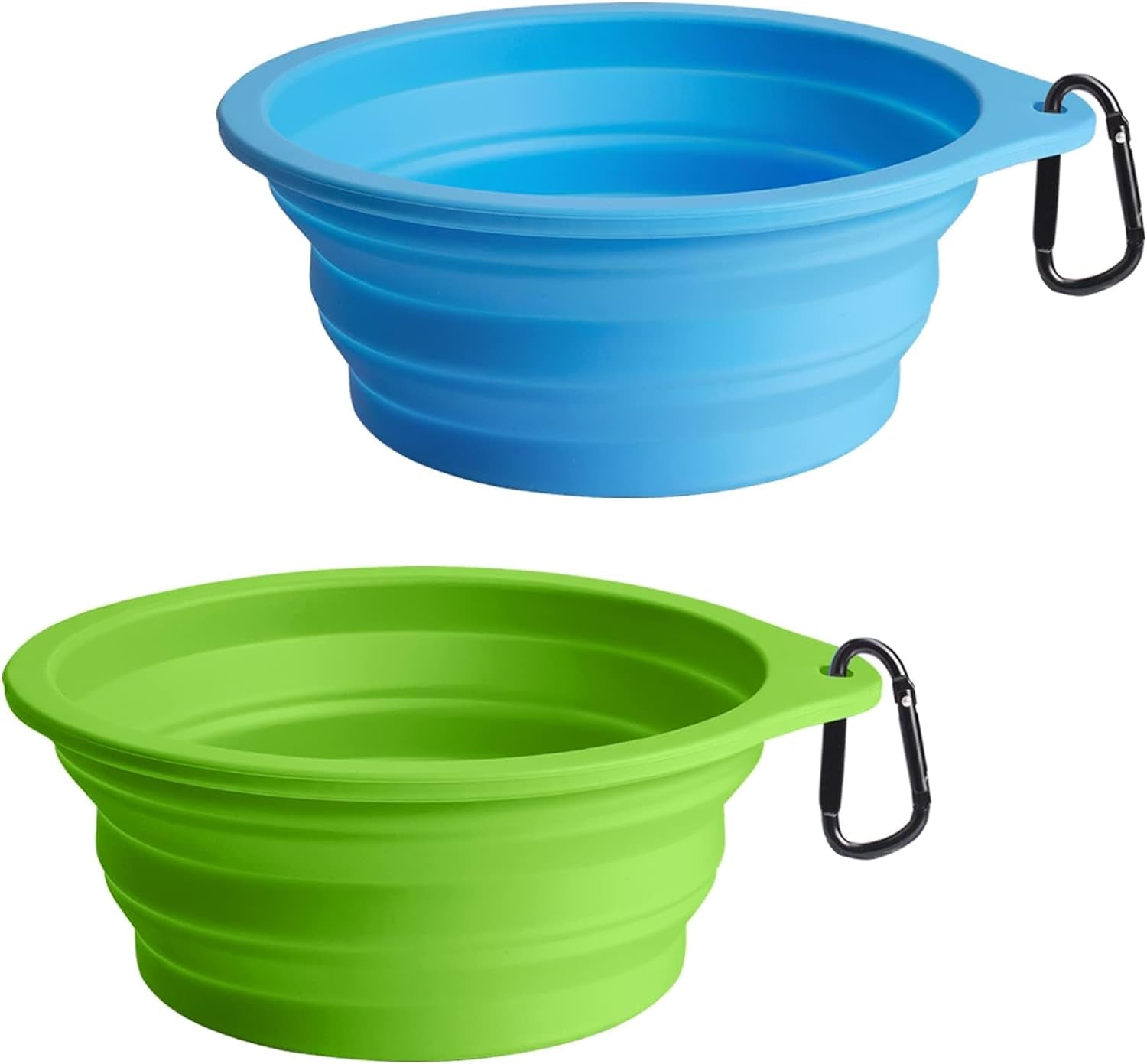 GoBowl – 2-Pack Collapsible Dog Bowls | BPA-Free, Portable & Dishwasher Safe with Carabiners for Travel, Food & Water