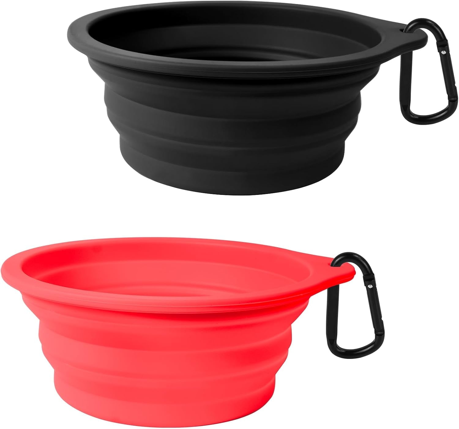 GoBowl – 2-Pack Collapsible Dog Bowls | BPA-Free, Portable & Dishwasher Safe with Carabiners for Travel, Food & Water