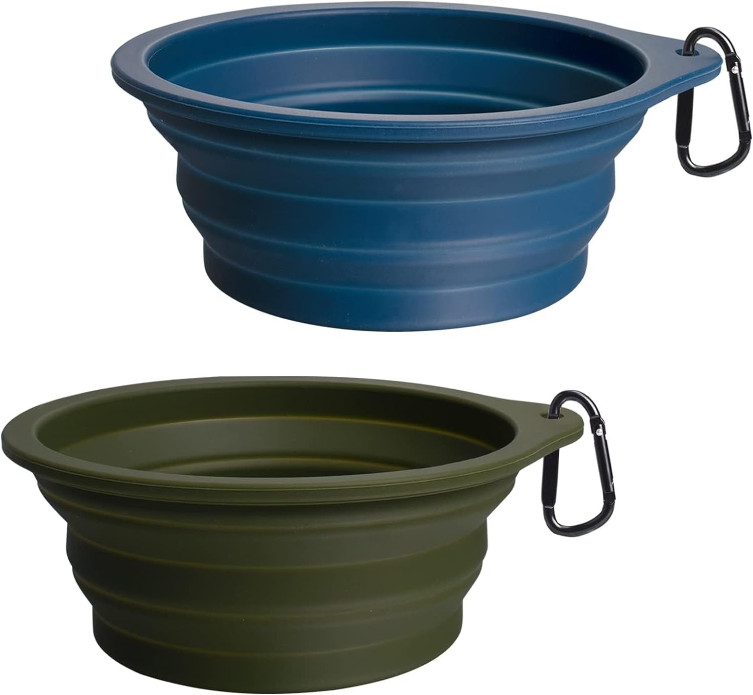 GoBowl – 2-Pack Collapsible Dog Bowls | BPA-Free, Portable & Dishwasher Safe with Carabiners for Travel, Food & Water