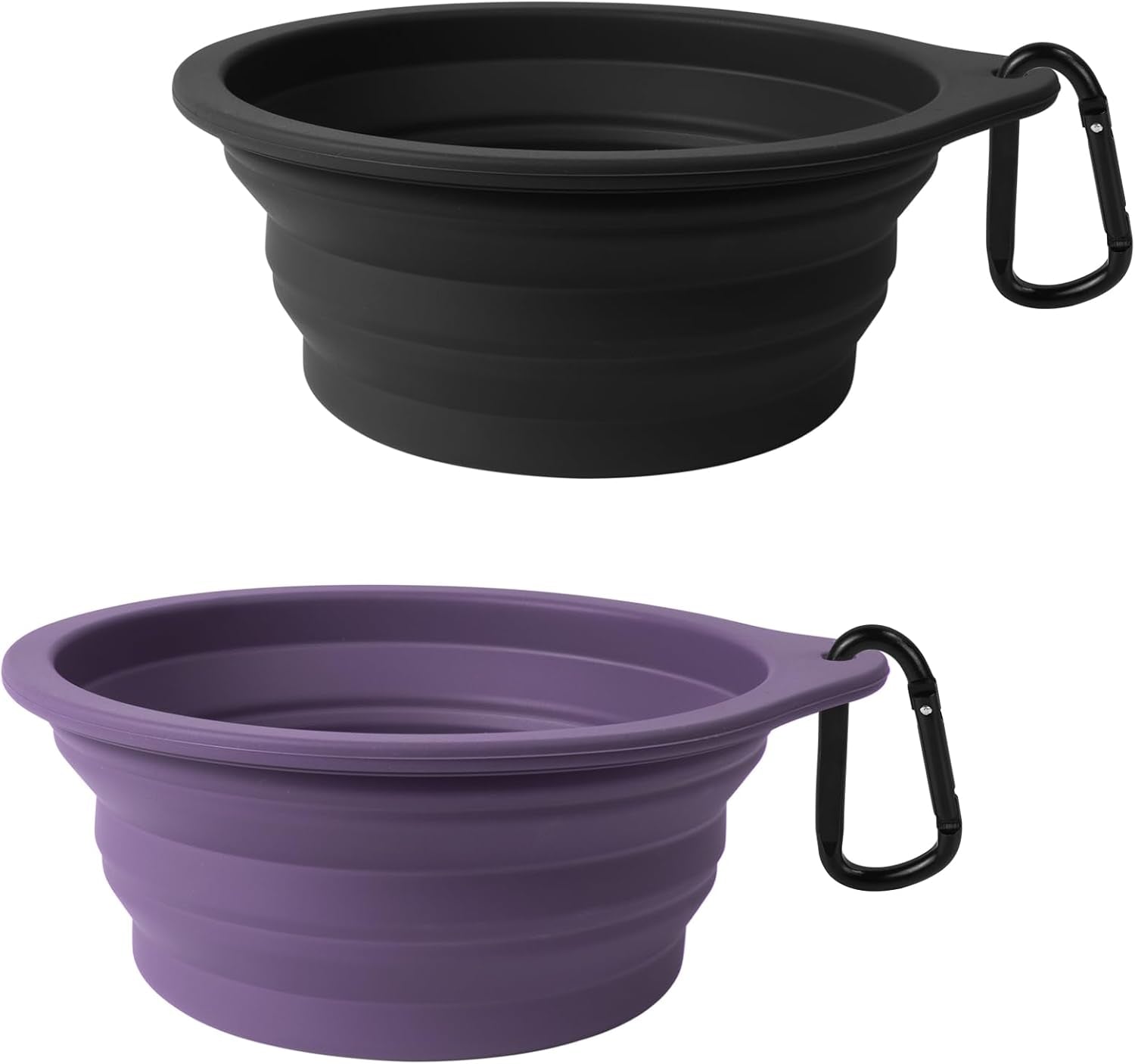 GoBowl – 2-Pack Collapsible Dog Bowls | BPA-Free, Portable & Dishwasher Safe with Carabiners for Travel, Food & Water