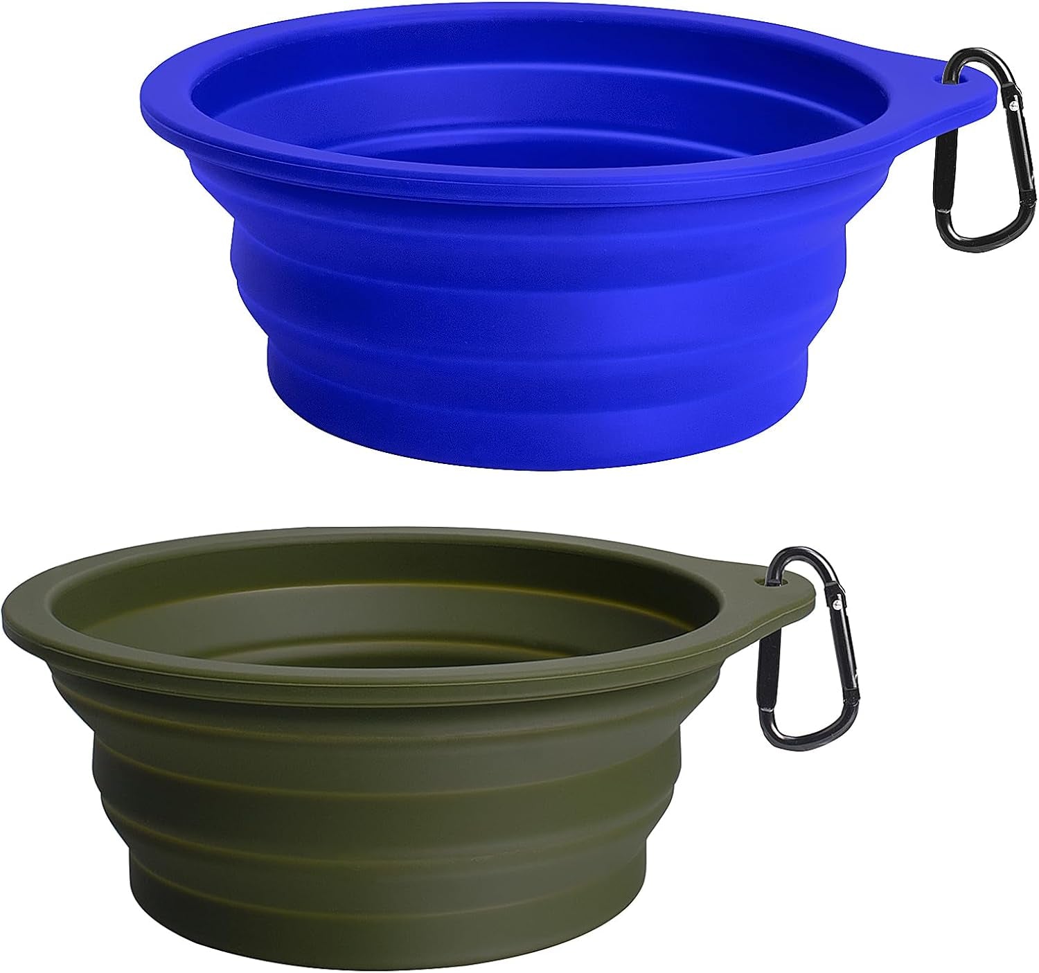 GoBowl – 2-Pack Collapsible Dog Bowls | BPA-Free, Portable & Dishwasher Safe with Carabiners for Travel, Food & Water