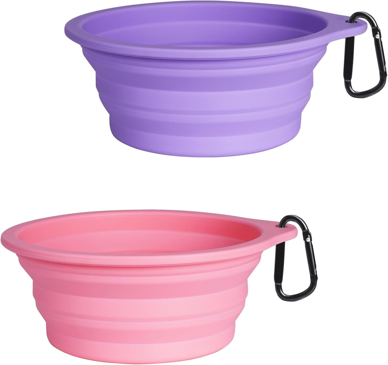 GoBowl – 2-Pack Collapsible Dog Bowls | BPA-Free, Portable & Dishwasher Safe with Carabiners for Travel, Food & Water