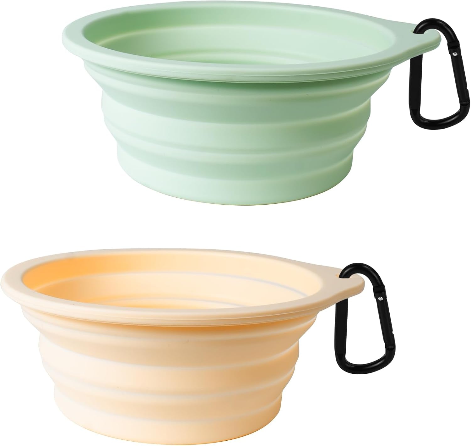 GoBowl – 2-Pack Collapsible Dog Bowls | BPA-Free, Portable & Dishwasher Safe with Carabiners for Travel, Food & Water