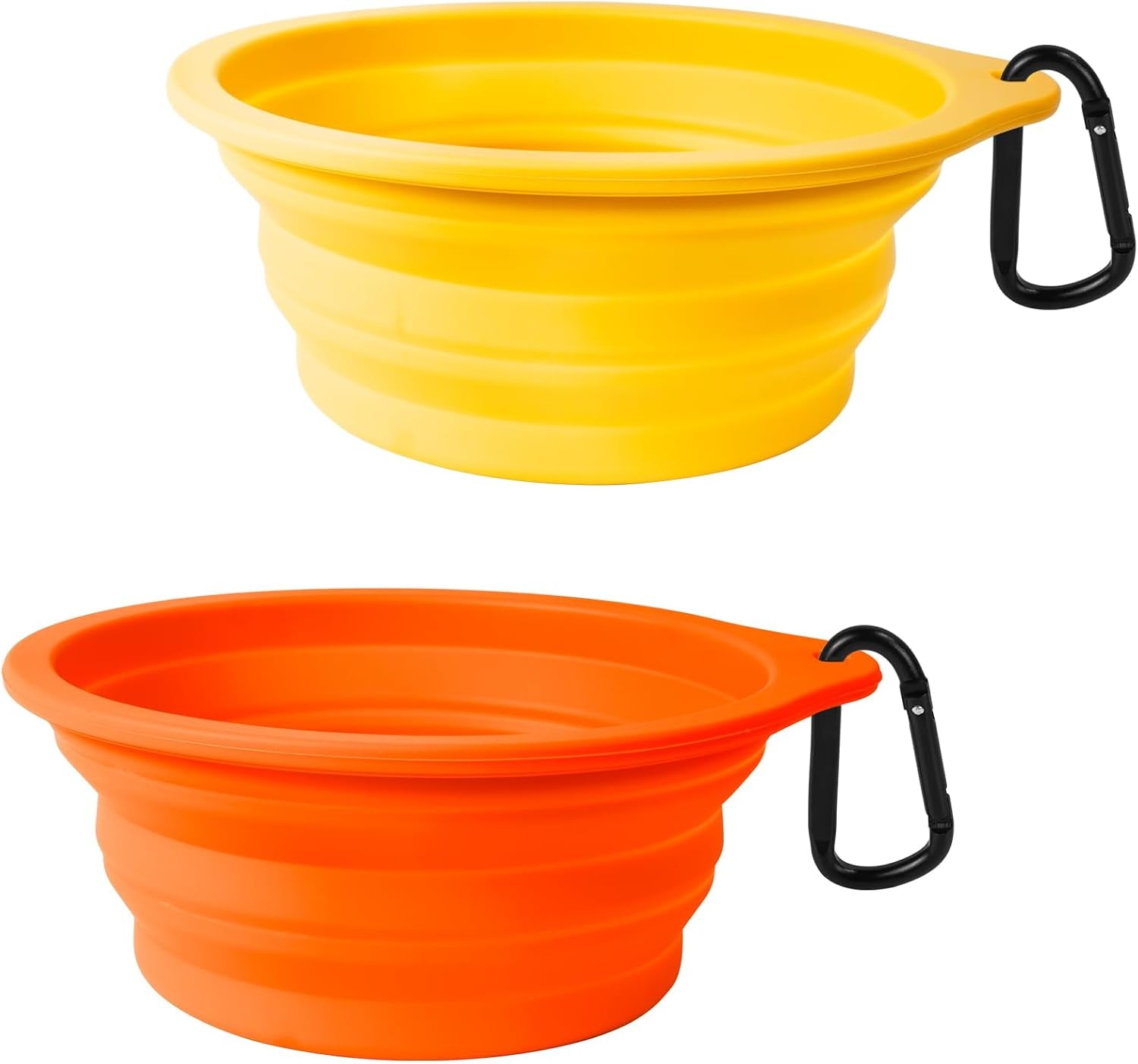 GoBowl – 2-Pack Collapsible Dog Bowls | BPA-Free, Portable & Dishwasher Safe with Carabiners for Travel, Food & Water