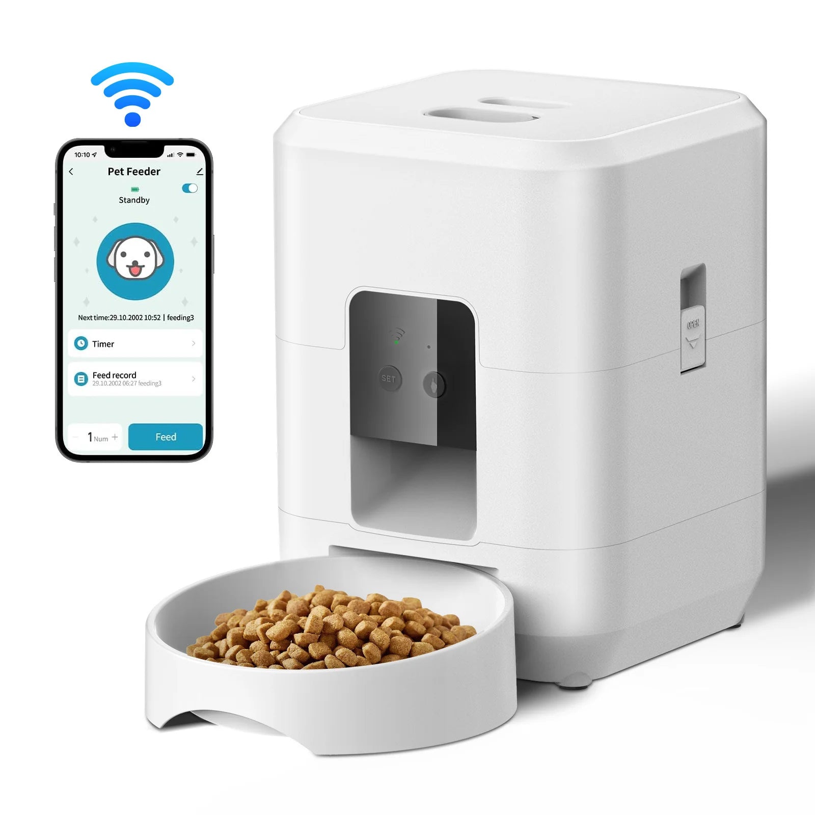 FeedMaster Pro – Remote-Controlled Automatic Pet Feeder with Precise Portion & Timing