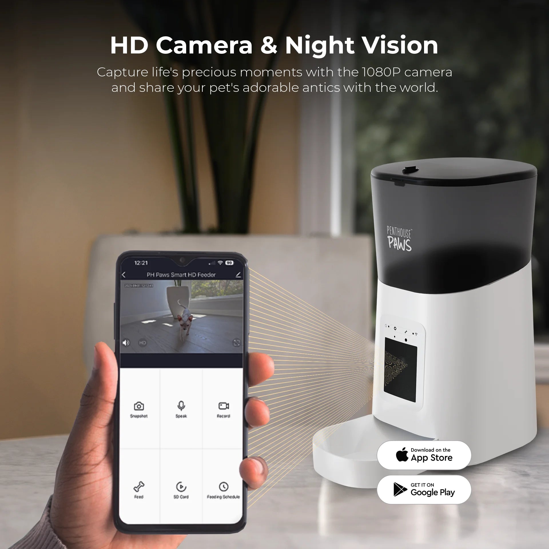 SmartFeed WiFi Automatic Cat Feeder with Built-in Camera – 6L Capacity, White, Remote Feeding & Monitoring