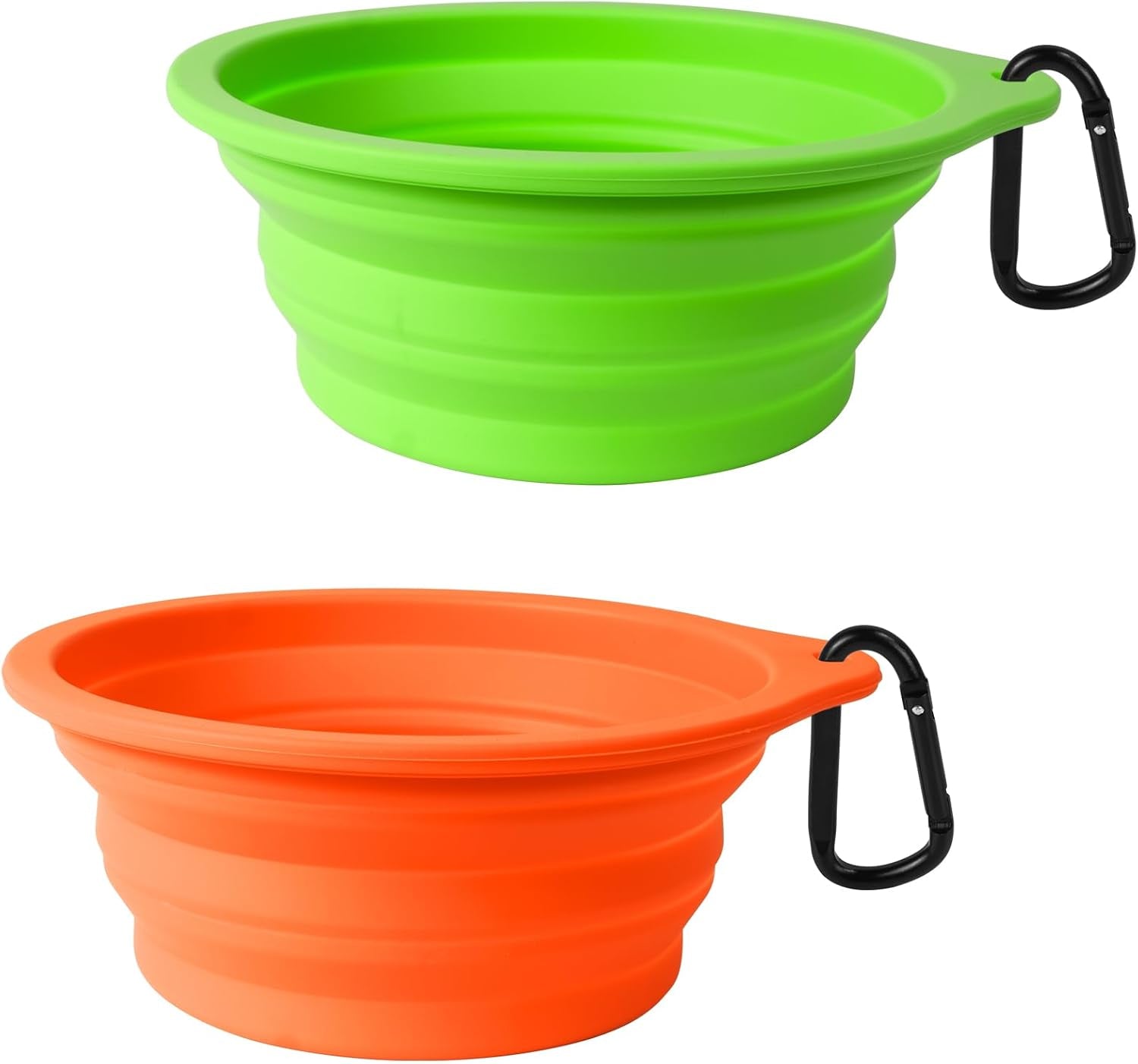GoBowl – 2-Pack Collapsible Dog Bowls | BPA-Free, Portable & Dishwasher Safe with Carabiners for Travel, Food & Water
