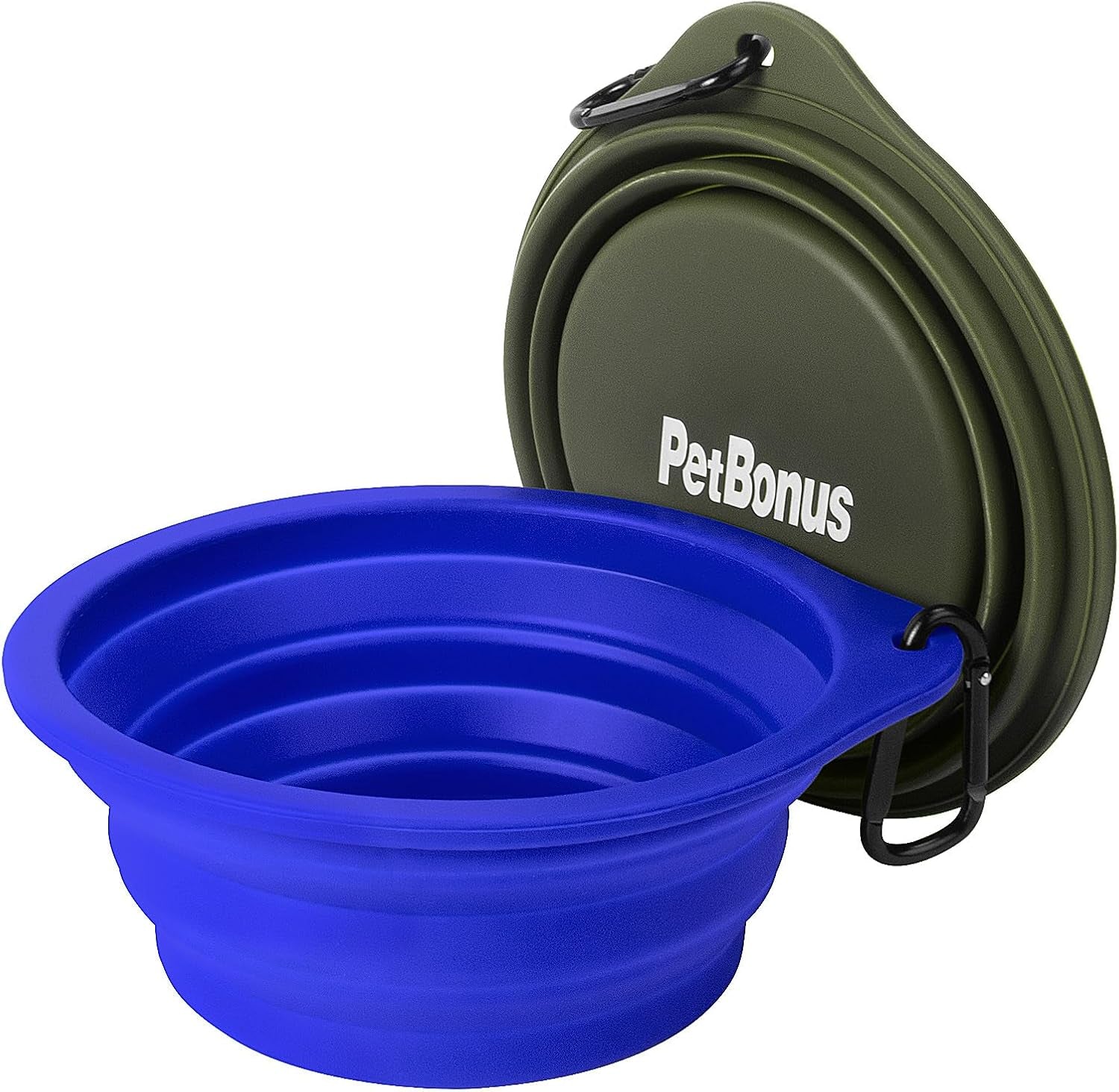 GoBowl – 2-Pack Collapsible Dog Bowls | BPA-Free, Portable & Dishwasher Safe with Carabiners for Travel, Food & Water