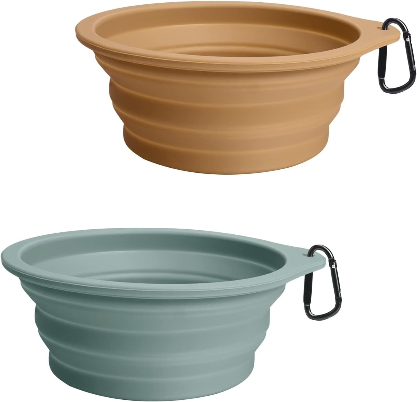 GoBowl – 2-Pack Collapsible Dog Bowls | BPA-Free, Portable & Dishwasher Safe with Carabiners for Travel, Food & Water