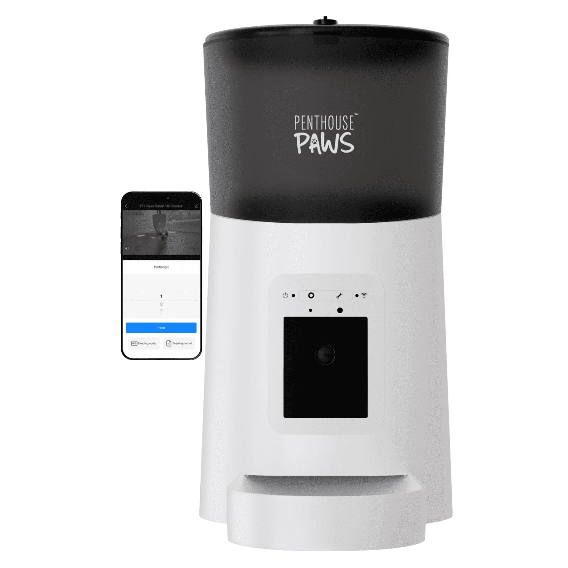 SmartFeed WiFi Automatic Cat Feeder with Built-in Camera – 6L Capacity, White, Remote Feeding & Monitoring