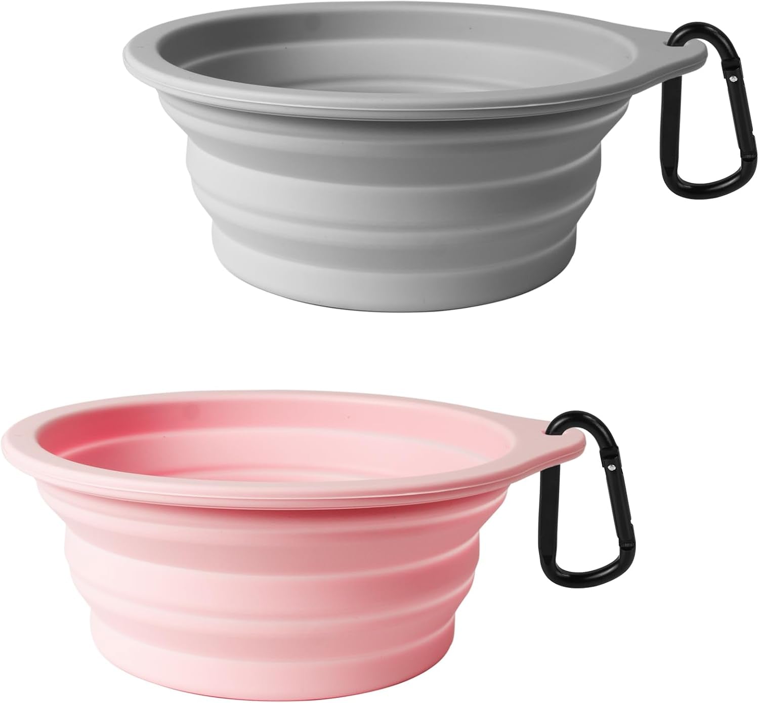GoBowl – 2-Pack Collapsible Dog Bowls | BPA-Free, Portable & Dishwasher Safe with Carabiners for Travel, Food & Water